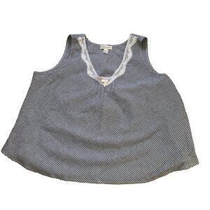 Miss Elaine Seersucker Blue Plaid Sleeveless Shorts Pajama Set XL Cotton Blend